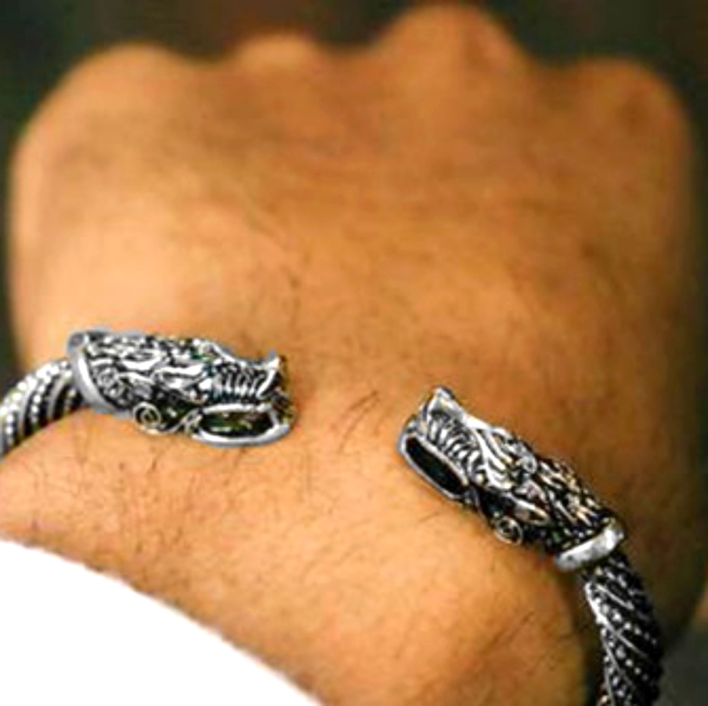 Ancient Double Dragon Naga cuff Bracelet